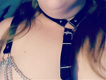 Wearing my chains and collar rubbing fat pussy